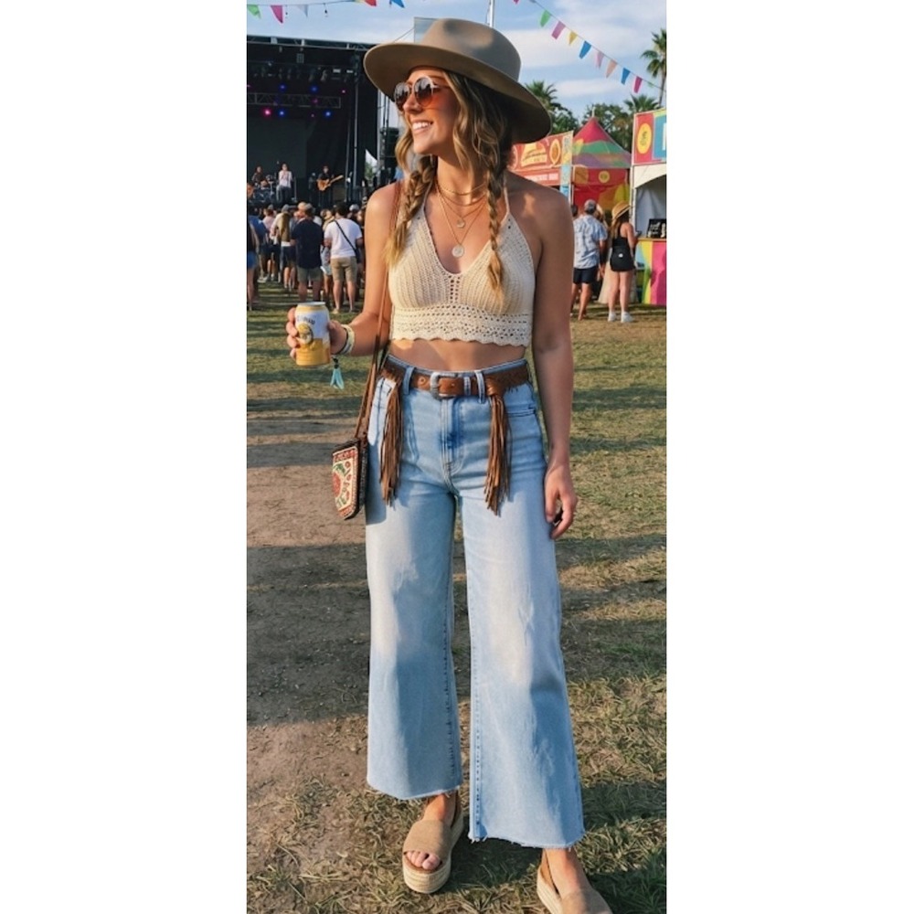 Mother Jeans Hustler Roller Flood Wide Leg Sz 32 (31x28) Cherie Cherie Boho Y2K